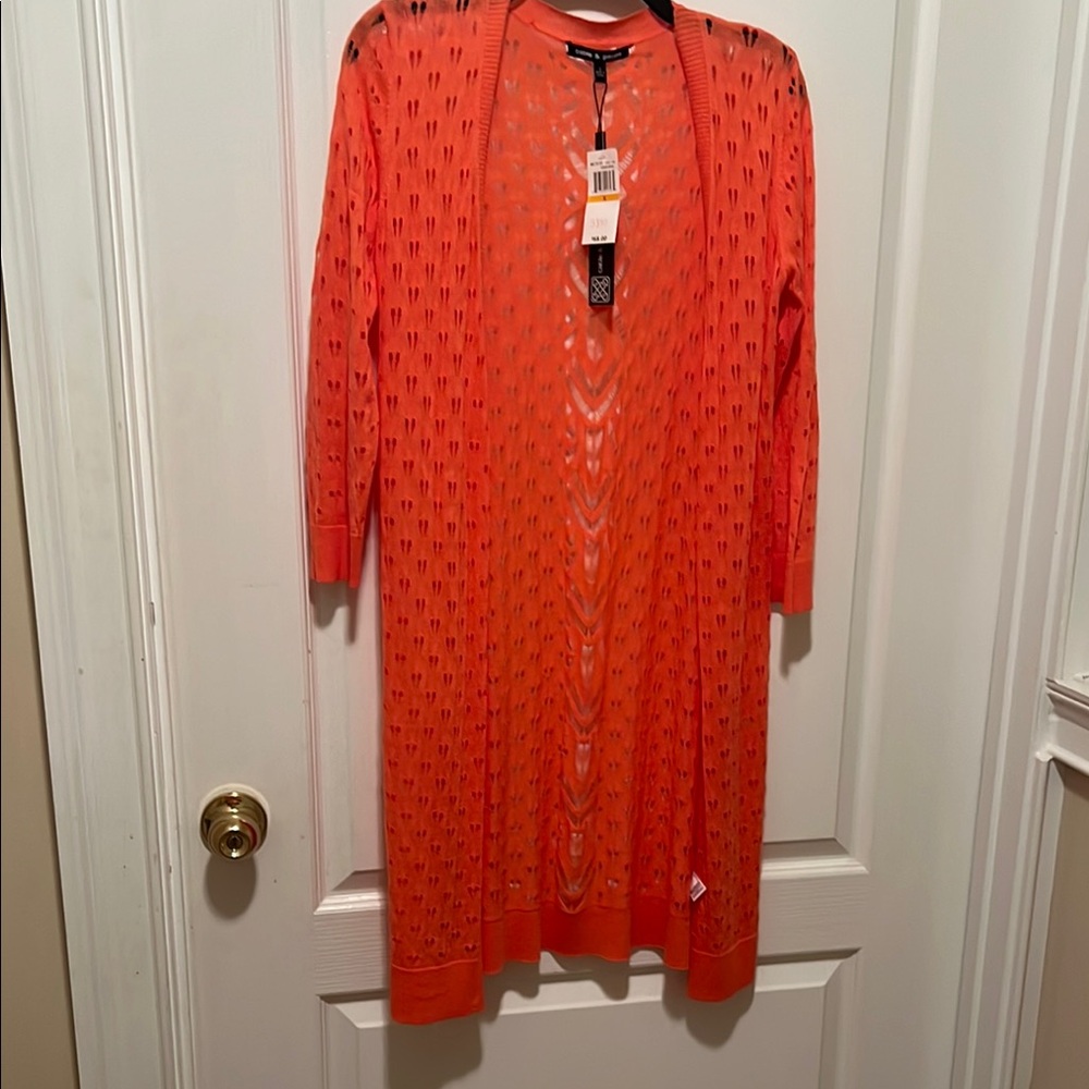 NWT Cable & Gauge Lace Duster. Beautiful delicate knit. Peachy-Orange color.